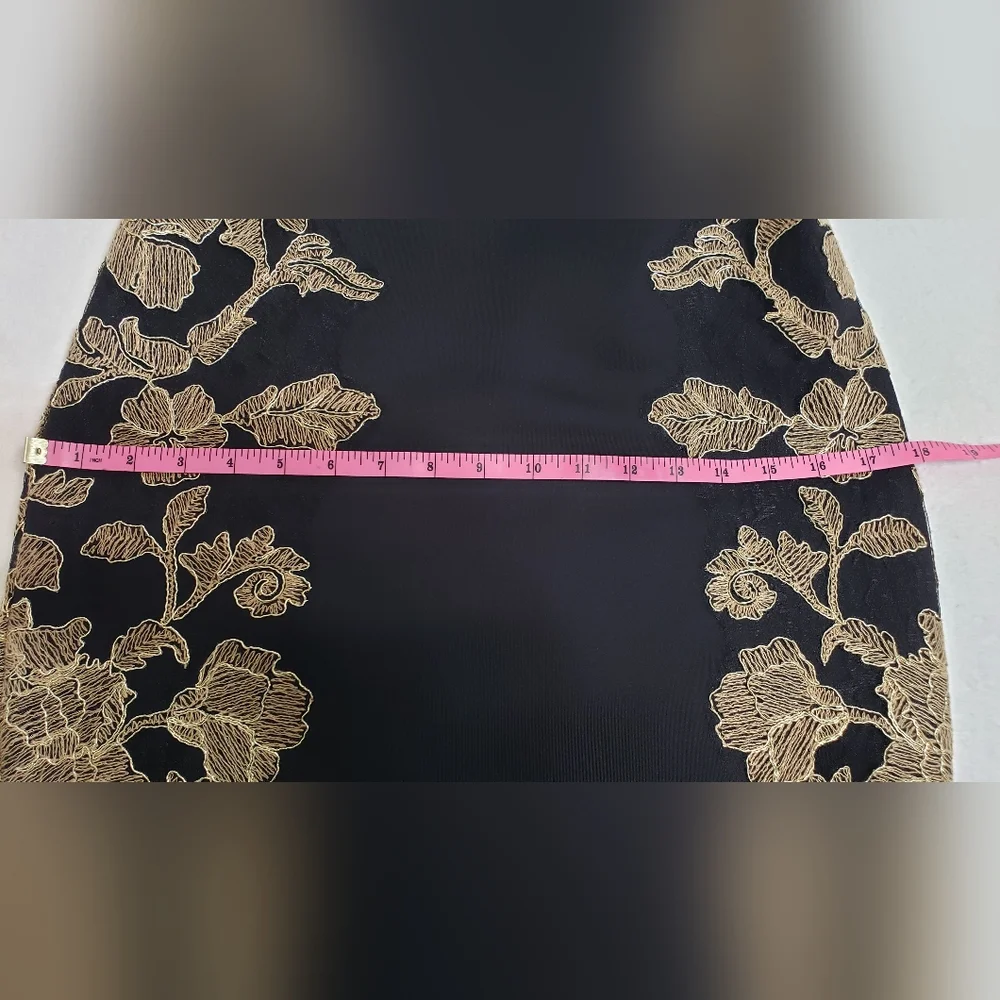 Tadashi Shoji Kami Dress Black & Gold  Knee length Sleeveless Size 6 Petite - Picture 12 of 16